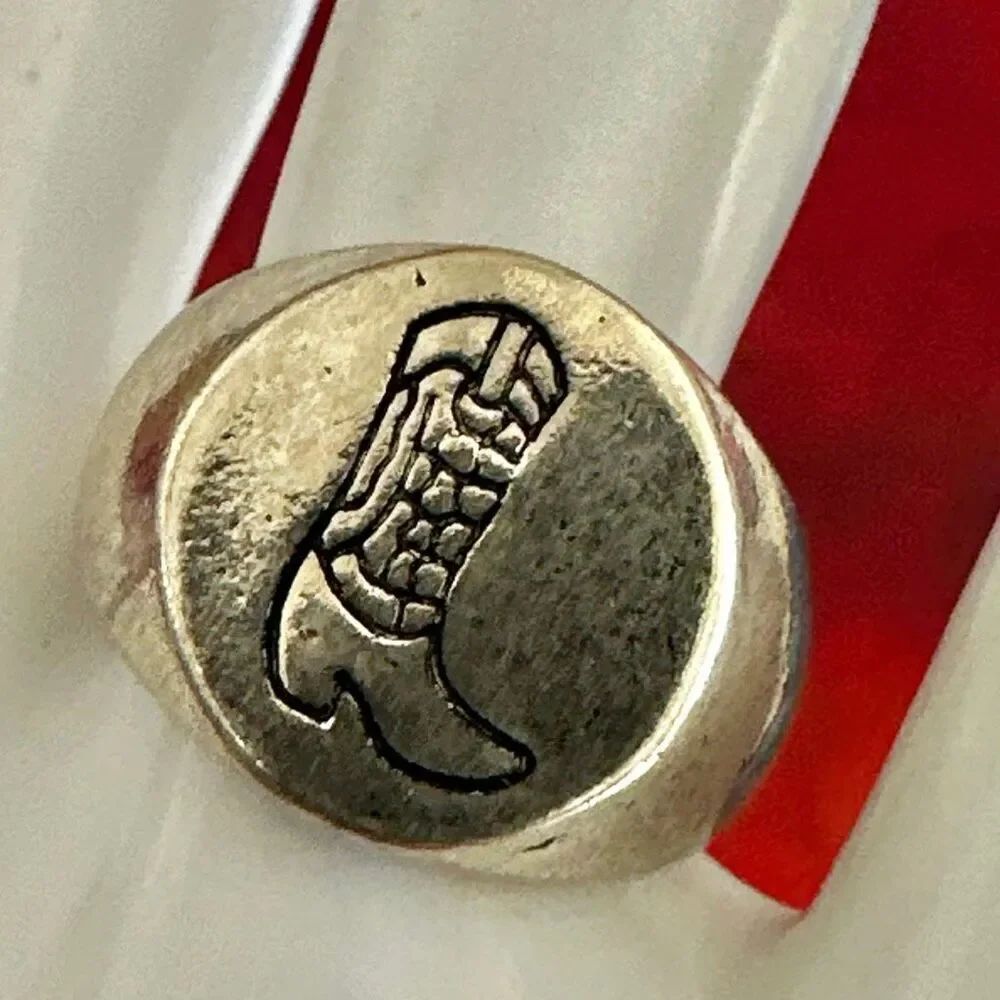 Silver-Tone CowboyโBoot Signet Ring - Picture 4 of 11